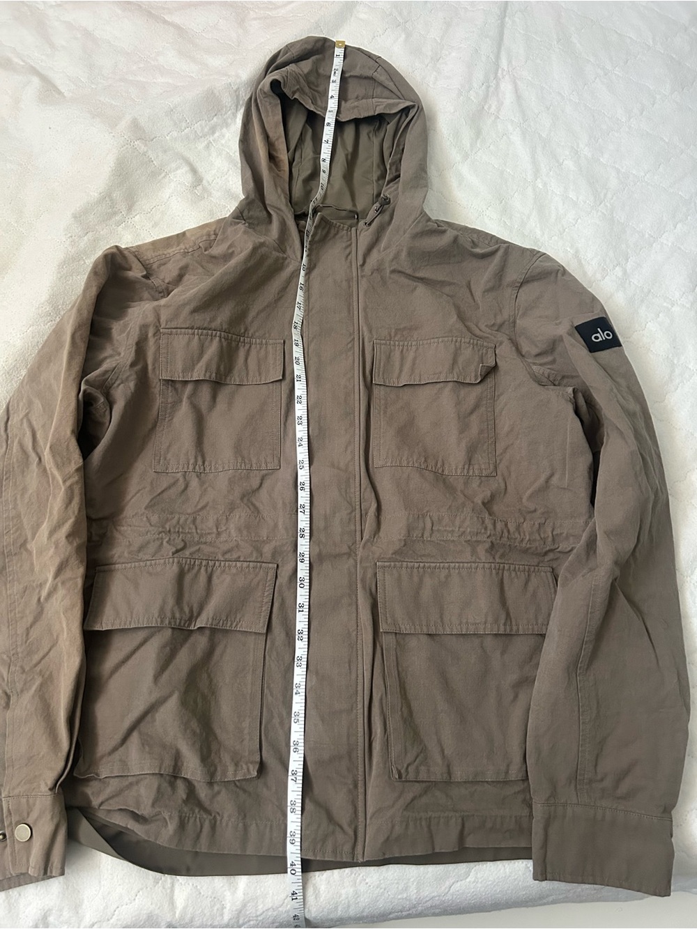 ALO Yoga Men's Hooded Field Jacket in Olive Green Taupe